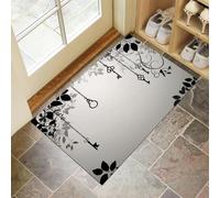 Vine Leaves Doormat - Inside And Outside Welcome Mat, Light Gray Indoor Front Doormat With Non-Slip Backing, Heavy Duty Entrance Mat, 50 X 80 Cm Dark Gothic Style
