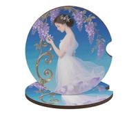 Vine Wrapped Lady with Lily Hair 2 Pack Car Coasters for Cup Holders Wooden Absorbent Car Cup Coasters Non-Scratch Cork Base, Water Resistant Cups Mat for Women & Men (Fits Most Cars, SUVs, Trucks)
