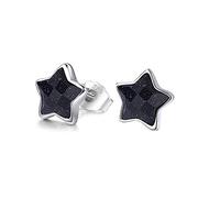 Vineen 925 Sterling Silver Star Stud Earrings, Glitter Purple Sands Frosted Studs, Women's Stud Earrings