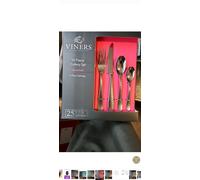 Viners Glamour 16 Piece Cutlery Set |18/0 Stainless Steel | Hammered Texture with Mirror Polish |Serves 4 | Dishwasher Safe