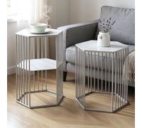 vineland metal hexagonal nest of 2 tables in grey