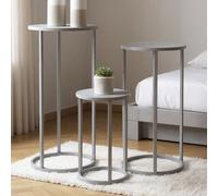 vineland metal round set of 3 planter in grey