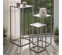 vineland metal square set of 3 planter in grey