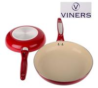 Viners 2-Piece Ceramic Interior Frying Pan Set, Red