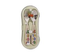 Viners 2 Piece Kids Travel Cutlery Set Stainless Steel Fork & Spoon with Easy-Grip Handles & Carry Case, Cute Animal Train Design, Ideal for Lunchboxes & On-The-Go