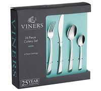 Viners Angel 24 Piece Cutlery Set |18/0 Stainless Steel | Arc Handle Design, Mirror Polish | Serves 6 | Dishwasher Safe | Gift Box