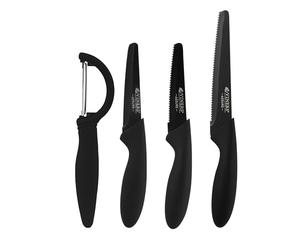 Viners Assure 4 Piece Peel and Prep Knife Set Stainless Steel Blades with Squared Tips for Safety,Rust-Resistant