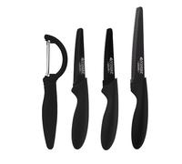Viners Assure 4 Piece Peel & Prep Set | SaferTip Technology | Paring, Serrated Paring & Serrated Utility Knives | Stainless Steel Blades | Side Peeler