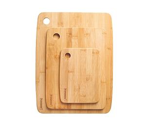 Viners Bamboo Chopping Board Set | 3 Pieces - 20cm, 25cm, 30cm | Natural Slimline Cutting Boards | for Meat, Vegetables, Bread & Food Prep