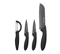 Viners Everyday 4 Piece Black Stainless Steel Knife Set and Peeler