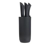 Viners Everyday Urban Ripple 5 Piece Knife Block Set; Chef, Bread, Carving, Utility & Paring Knives, Black, Stainless Steel, 0305.265