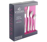 Viners Glamour 16 Piece Cutlery Set |18/0 Stainless Steel | Hammered Texture with Mirror Polish |Serves 4 | Dishwasher Safe