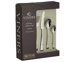 Viners Mayfair Premium 16 Piece Cutlery Set | 18/10 Stainless Steel | Luxury Mirror Polish | Serves 4 | Dishwasher Safe | Gift Box