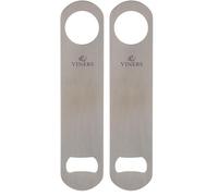 Viners Stainless Steel Flat Bottle Opener 18cm | Professional Speed Crown Cap Remover | Brushed Finish | Durable Bartender Tool (Pack of 2)