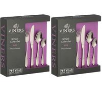 Viners Tabac Cutlery Set |18/0 Stainless Steel | Set of 16 Pieces | Silver Mirror Finish | Serves 4 | Dishwasher Safe | Gift Box (Pack of 2)
