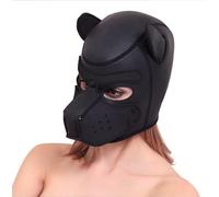 VineRy Halloween Party Masks Dog Hood Mask Cosplay Full Head+Ears Halloween Party Latex Mask (Black)