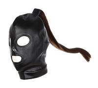 VineRy Latex Unisex Hood Mask Sexy PU Leather Masks Men Women Cosplay Hair Ponytail Chest Belt Headgear Sexy Cosplay Accessory (White)