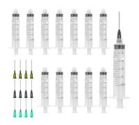 VINEST 12PCS Plastic Syringe, 10ml Industry Syringes with 14G/16G/18G Blunt Needles for Injections, Screw-in Manual Dispensing Syringe with Needle, for Liquids Glue Oil Ink