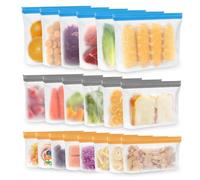 VINEST 20 Pack Reusable Freezer Bags Dishwasher Safe, BPA-free Food Bags, Leak-proof Airtight Zip Lock Bags for Food, for Workers Lunch Snacks Fruits Marinating Meats & Freezing
