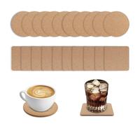 VINEST 20Pcs Cork Coasters, 4mm Thick Coasters Non-slip, Heat-resistant Cork Placemats, Round and Square Cup Mat for Drinks Bar Cups, Absorbent and Quick Drying