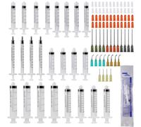 VINEST 24pcs Syringe with Blunt Needle, Colostrum Syringe 20/10/5/3/2/1ml, Syringes with Needle 14/15/16/17/18/20g, with SyringeCap for Measuring Liquids Scientific Labs Experiment Feeding Pets