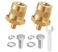 VINEST 2PCS Brass Battery Pole Adapter, Car Battery Terminal Connectors with Wrench, External M6 and Internal M8 Battery Terminal Connector Brass Tone Post Adapter Screws for Cars motorcycles boats