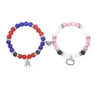 VINEST 2PCS Matching Bracelets for Couples, Cat Couples Bracelets, Long Distance Bracelets, Spider Matching Couple Gifts for Him and Her Friendship Love Best Friends Birthday Jewelry Gifts
