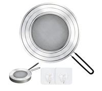 VINEST 30cm Frying Pan Splatter Guard, Stainless Steel Splatter Screen for Frying Pan, Splatter Guard for Frying with Foldable Handle, Splash Guard for Frying Pan Protect The Skin from Burns