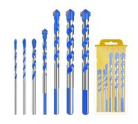 VINEST 7 Pieces Alloy Drill Bit Sets, 3/4/5/6/8/10/12mm Spiral Metal Drill Bits, Triangular Drill Bit Set, Multifunctional Masonry Drill Bits Set with Storage Box, for Concrete Stainless Steel