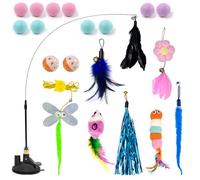 VINEST Cat Toys, 20Pcs Funny Suction Cat Toys, Detachable Interactive Cat Wand Toy for Indoor Pets for Self-Entertainment and Interaction