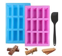 VINEST Chocolate Bar Moulds With Silicone Spatula, 12 Cavity Granola Silicone Moulds Non-Stick for Brownie Truffles Bread Cheesecake Cornbread Pudding Butter