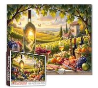 Vineyard Picnic 1000 Piece Jigsaw Puzzles for Adults Sunset Scenic Puzzles Countryside Vineyard Puzzle Colorful DIY for Home Decoration Gifts Family Puzzle Perfect for Game Nights 19.7" x 27.6 "