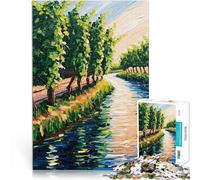 Vineyard River Oil Painting1000 Piece Jigsaws for Adults Puzzle Hand speed competition for is ideal as a gift for the whole family 38x26cm