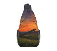 Vineyard Sunset Print Crossbody Sling Backpack Sling Bag Travel Hiking Chest Bag | Lightweight Foldable Crossbody Bag