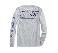 vineyard vines Kids' Vintage Long Sleeve Whale Tee, Grey Heather, Medium