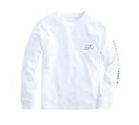 Vineyard Vines Kids' Vintage Long Sleeve Whale Tee, White Cap, Medium