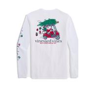 Vineyard Vines Men's Best Christmas by Par Long-Sleeve Pocket Tee, White Cap, Medium
