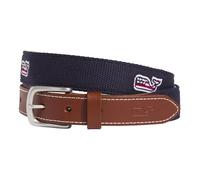 vineyard vines Men's Embroidered Flag Whale Canvas Club Belt, Nautical Navy, 40