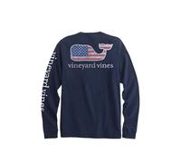 vineyard vines Men's Flag Whale Long-Sleeve Pocket Tee, Blue Blazer, XL