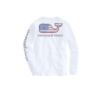 vineyard vines Men's Flag Whale Long-Sleeve Pocket Tee, White Cap, XL