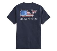 Vineyard Vines Men's Flag Whale Short Sleeve Pocket Tee T-Shirt, Vineyard Navy, Large