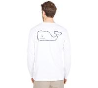 Vineyard Vines Men's Long Sleeve Vintage Whale Pocket Tee T-Shirt, White Cap, Large