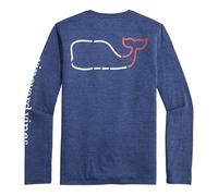 vineyard vines Men's On-The-go Whale Outline Long-Sleeve Harbor Performance Tee, Nautical Navy Heather, XXL