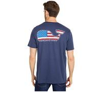 Vineyard Vines Men's Short-Sleeve V V Americana Whale Pocket T-Shirt, Blue Blazer, Large