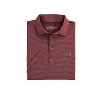 vineyard vines Men's St. Jean Short Sleeve Stripe Sankaty Polo, Crimson, Large