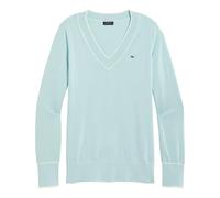 vineyard vines Women's Cotton Cashmere Heritage Tipped V-Neck, Aqua Haze, M