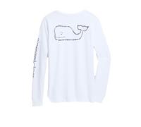 Vineyard Vines Women's Long-Sleeve Vintage Whale Pocket T-Shirt, White Cap, M