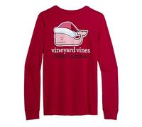 vineyard vines Women's Santa Whale Long-Sleeve Pocket Tee, Red Velvet, S