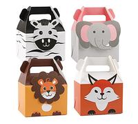 VINFUTUR 20Pcs Animal Themed Food Boxes Kids Party Favour Boxes Fox Zebra Lion Elephant Jungle Safari Animals Candy Goodie Gift Boxes Picnic Carry Meal Box for Kids Party Decoration