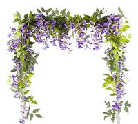 VINFUTUR 5x7FT Artificial Wisteria Vine Garland Wisteria Flower Garland Fake Wisteria Vine Hanging Plants for Ceremony Garden Home Wedding Outdoor Decoration (Purple)